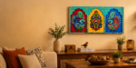Shree Swami Samarth Blessings Frame – Handpainted Wooden Mirror Art (12 x 9 Inch) - Image 3