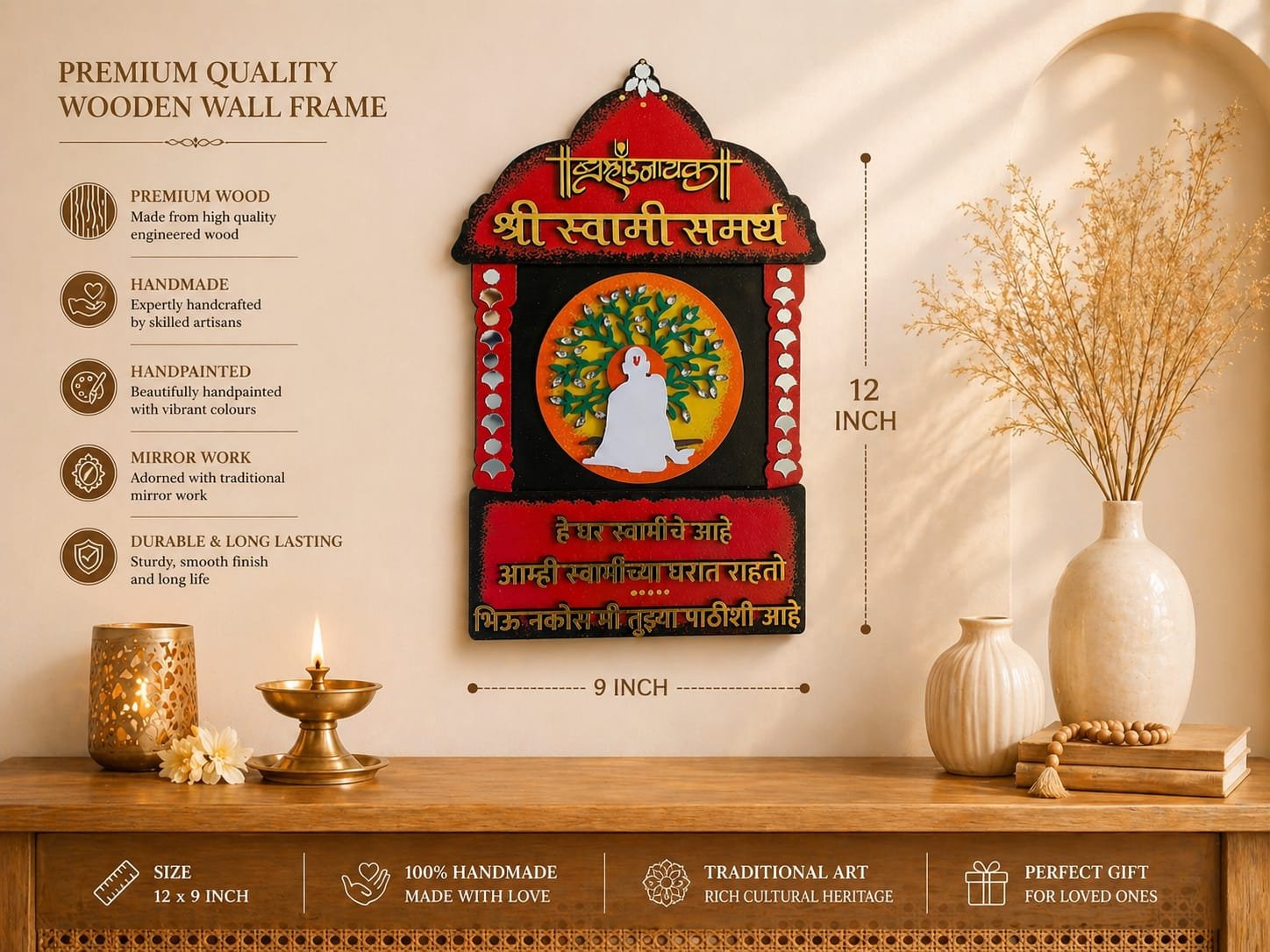 WhatsApp Image 2026-05-04 at 11.35.59 AM Shree Swami Samarth Blessings Frame – Handpainted Wooden Mirror Art (12 x 9 Inch) - Image 1